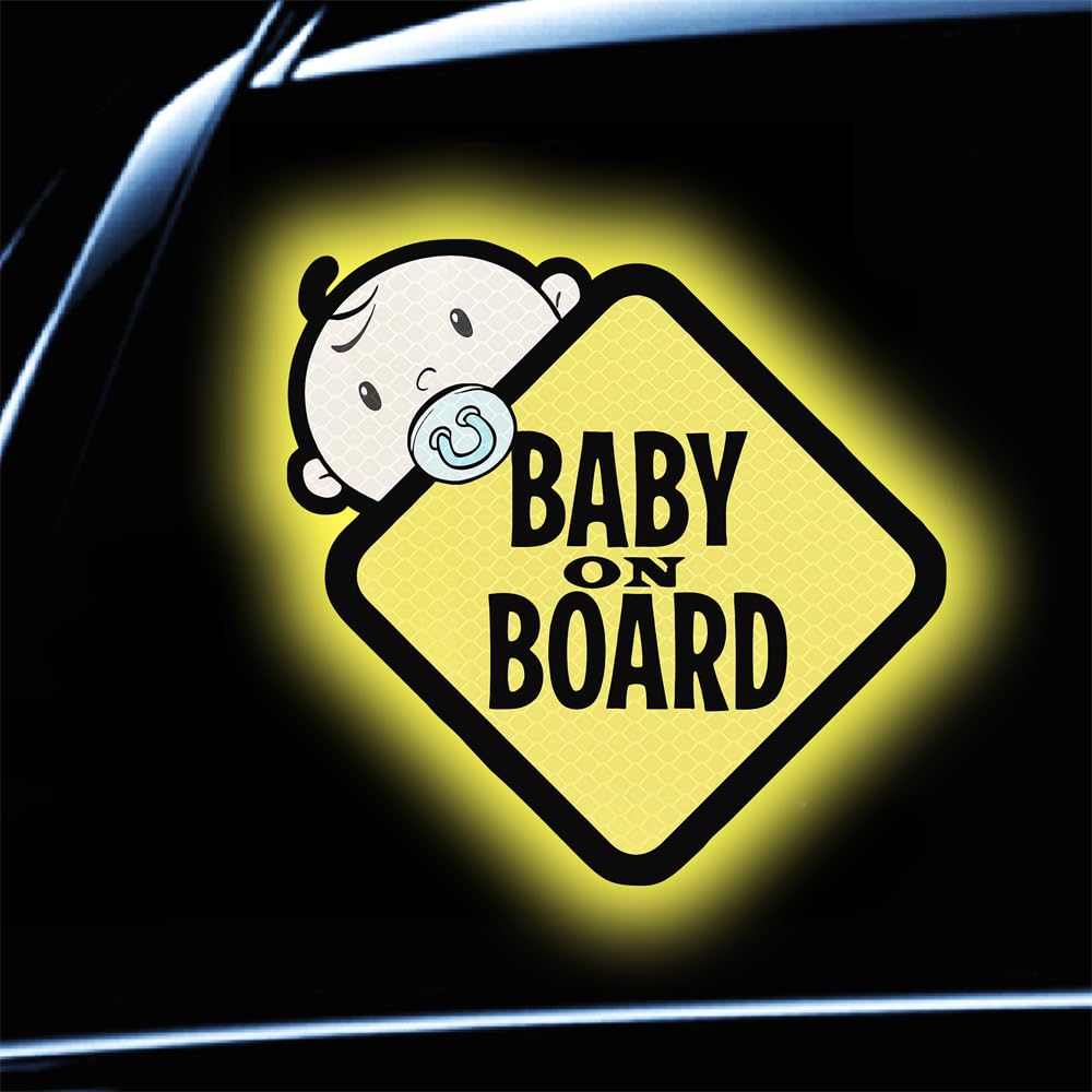 STHIRA® Baby On Board Sticker for Cars- 2Pack Baby in Car High Intensity Reflective Waterproof Vinyl Safety