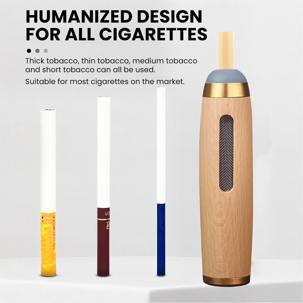 ZIBUYU Portable Mini Pocket Ashtray for Car and Outdoor Use featuring Closed Metal Holder 10.9x2.8cm Yellow Gold | Reusable Easy Clean Design