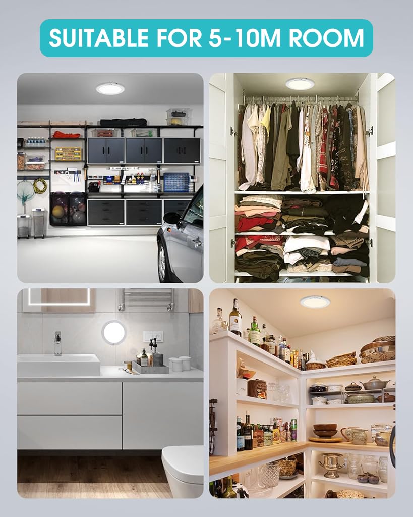 ELEPHANTBOAT LED Ceiling Light for Hallway and Stairs with PIR Motion Sensor | 7.5 in 3 Color Dimmable Rechargeable Design