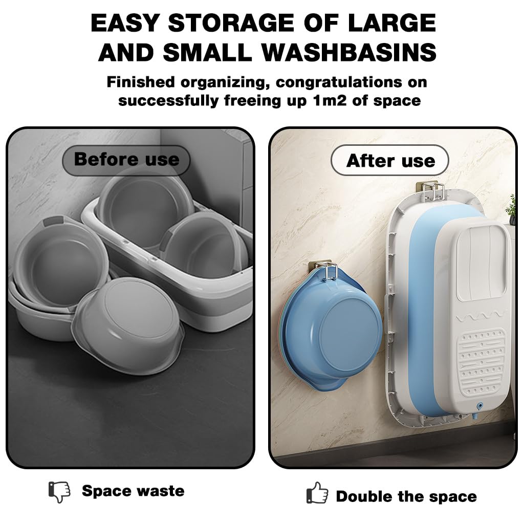 HASTHIP Washbasin Hooks for Wall with Stackable Holding System 2PCS Stainless Steel | Self Adhesive Bathroom and Kitchen Storage