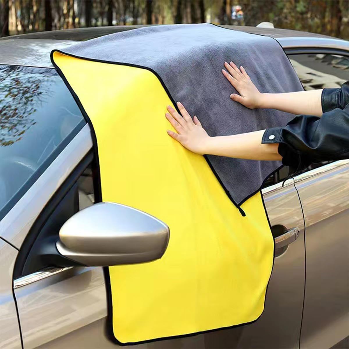 STHIRA Microfiber Cleaning Cloth for Car and Home 23.6x62.9 in featuring Double-Sided Absorbent Design