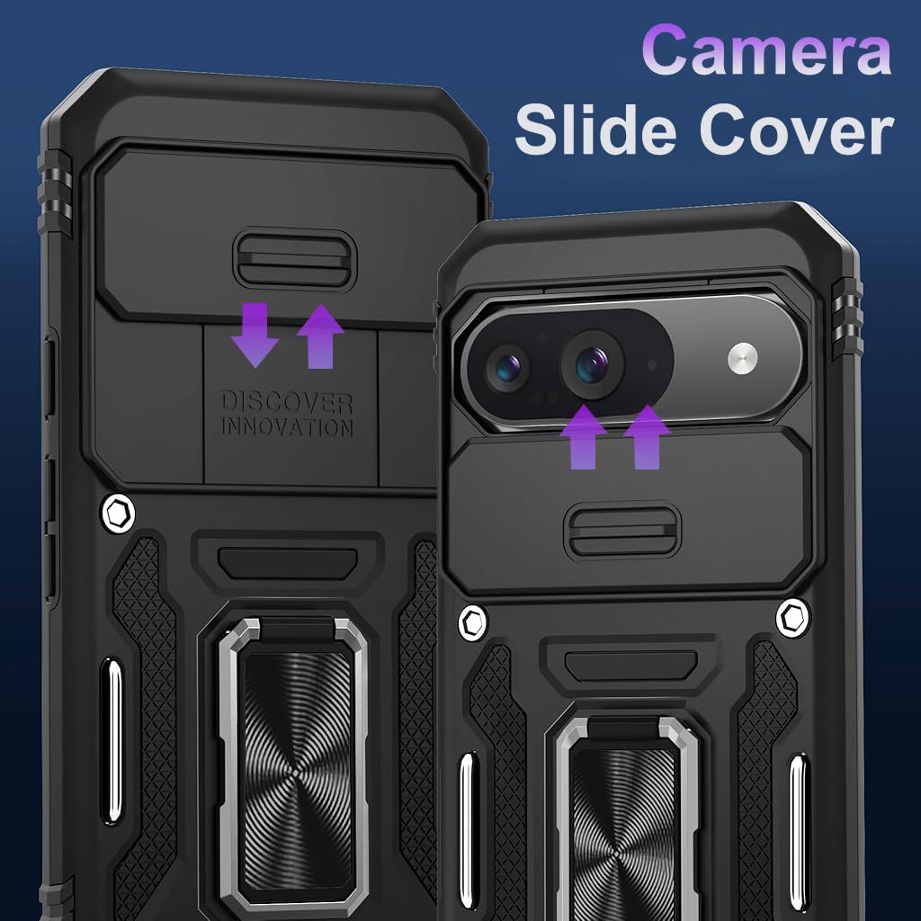 ZORBES PC Phone Case for Google Pixel 9 Pro XL with Kickstand Ring and Magnetic Design | Shockproof Protection