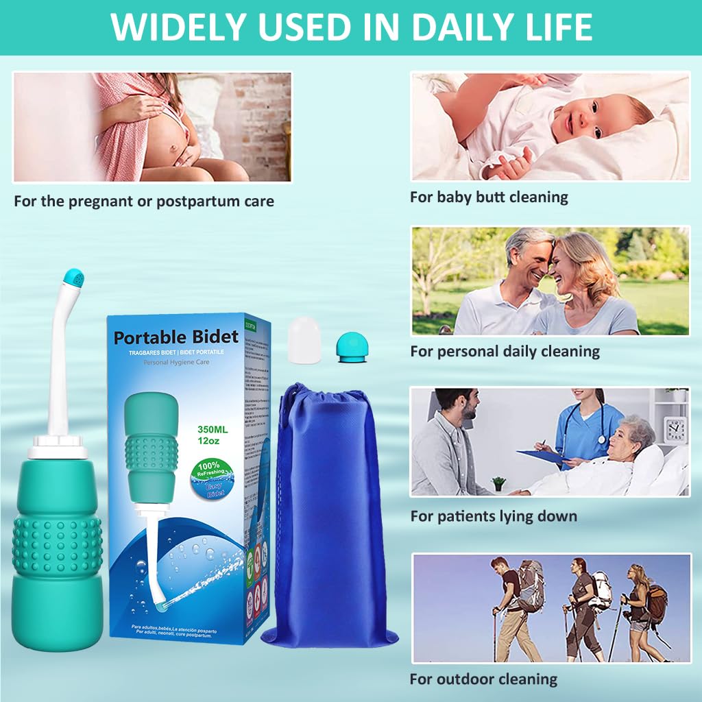 HANNEA Portable Bidet Spray for Toilet with 500ML Bottle and 7.5 in Angled Nozzle | Postpartum Care