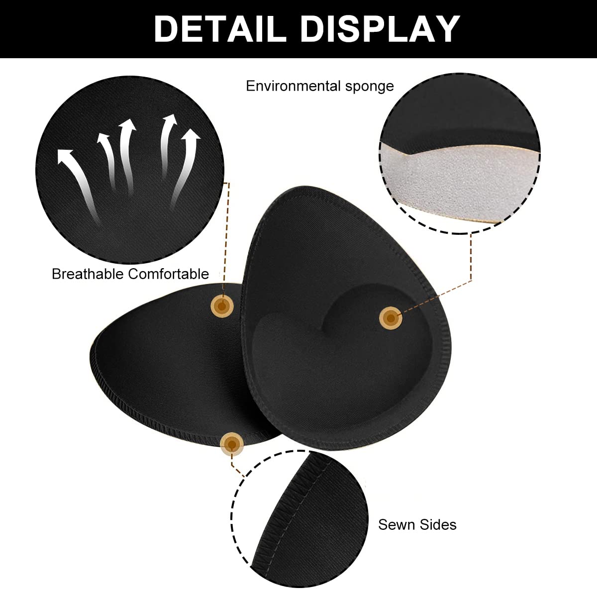 MAYCREATE Bra Pads for Sports and Bikini Use with Thick Push Up Cups | 2 Pack Cotton Inserts