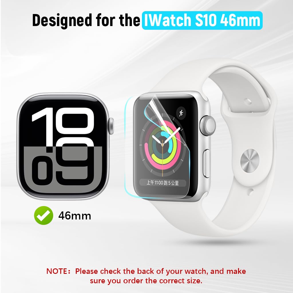 ZEITEL Screen Protector for Apple Watch S10 46mm with Auto Alignment Tool Kit | HD Soft Silicone Film
