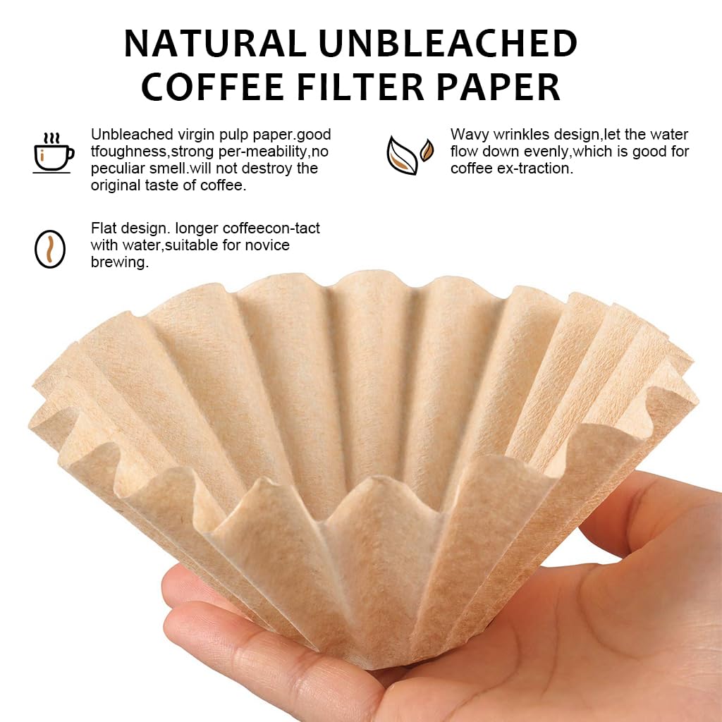 Supvox® 100Pcs Pour Over Coffee Filters 185/50 Disposable Cone-Shaped Paper Coffee Filters Unbleached Coffee Filters Pour Over Coffee Filters