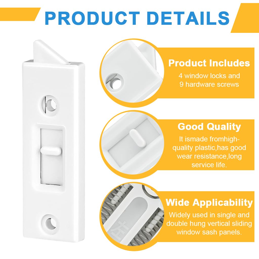 Serplex Window Latch Locks for Child Safety with Spring Loaded Slider and 2 Inch Spacing | Zinc Alloy Construction