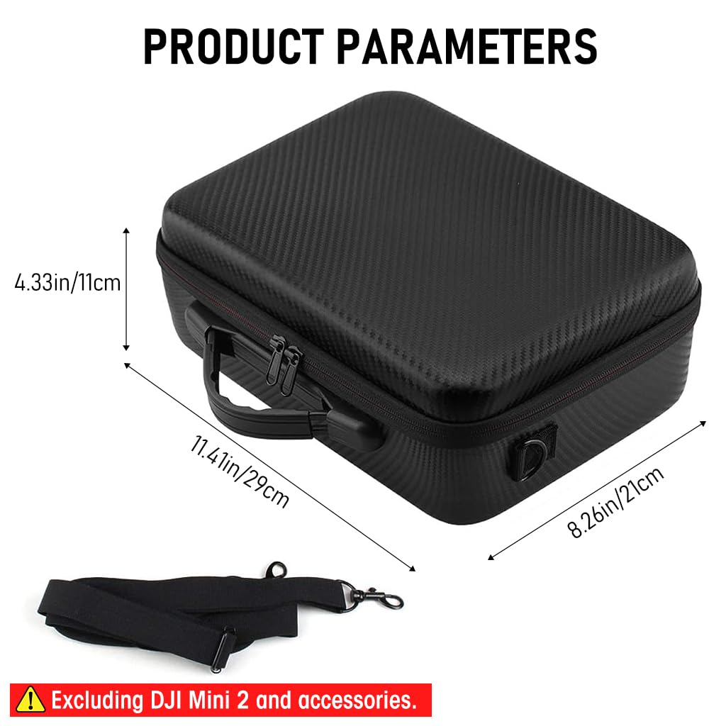ZORBES Nylon Travel Carrying Case for DJI Mini 2 with Smooth Double Zipper 29×21×11cm | PU Hard Cover and Adjustable Shoulder Strap