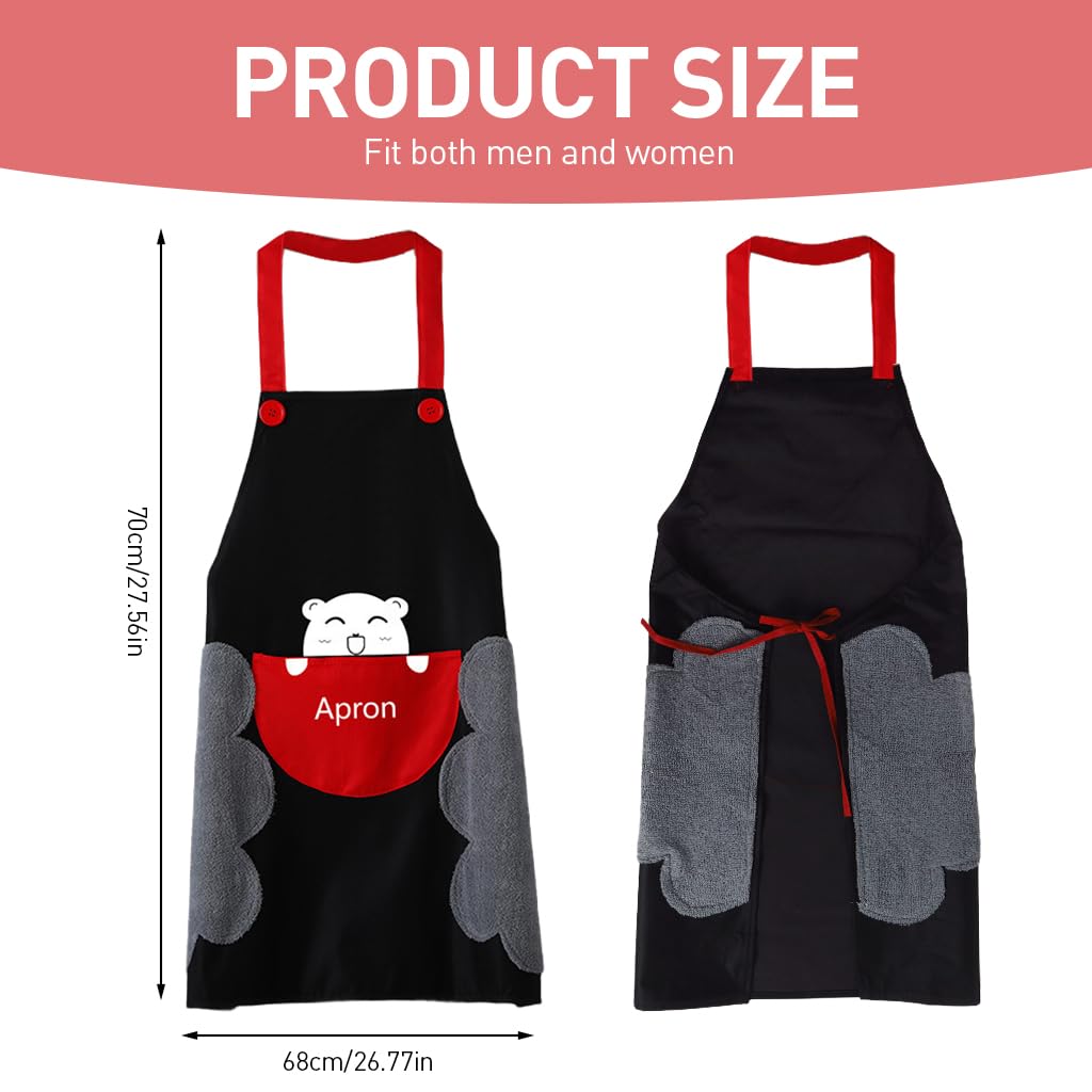 Zibuyu Kitchen Apron for Cooking with Pocket and Coral Plush Patches 27.56 in Long PVC | Waterproof and Oil Proof for Women and Men