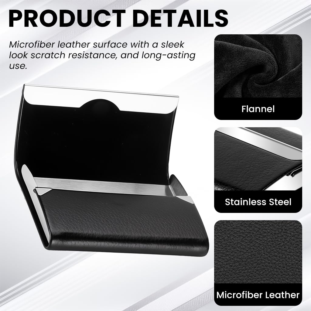 Climberty Business Card Holder for Professionals featuring Magnetic Flip-up Design and Leather-Coated Stainless Steel | Slim Organizer for Men and Women