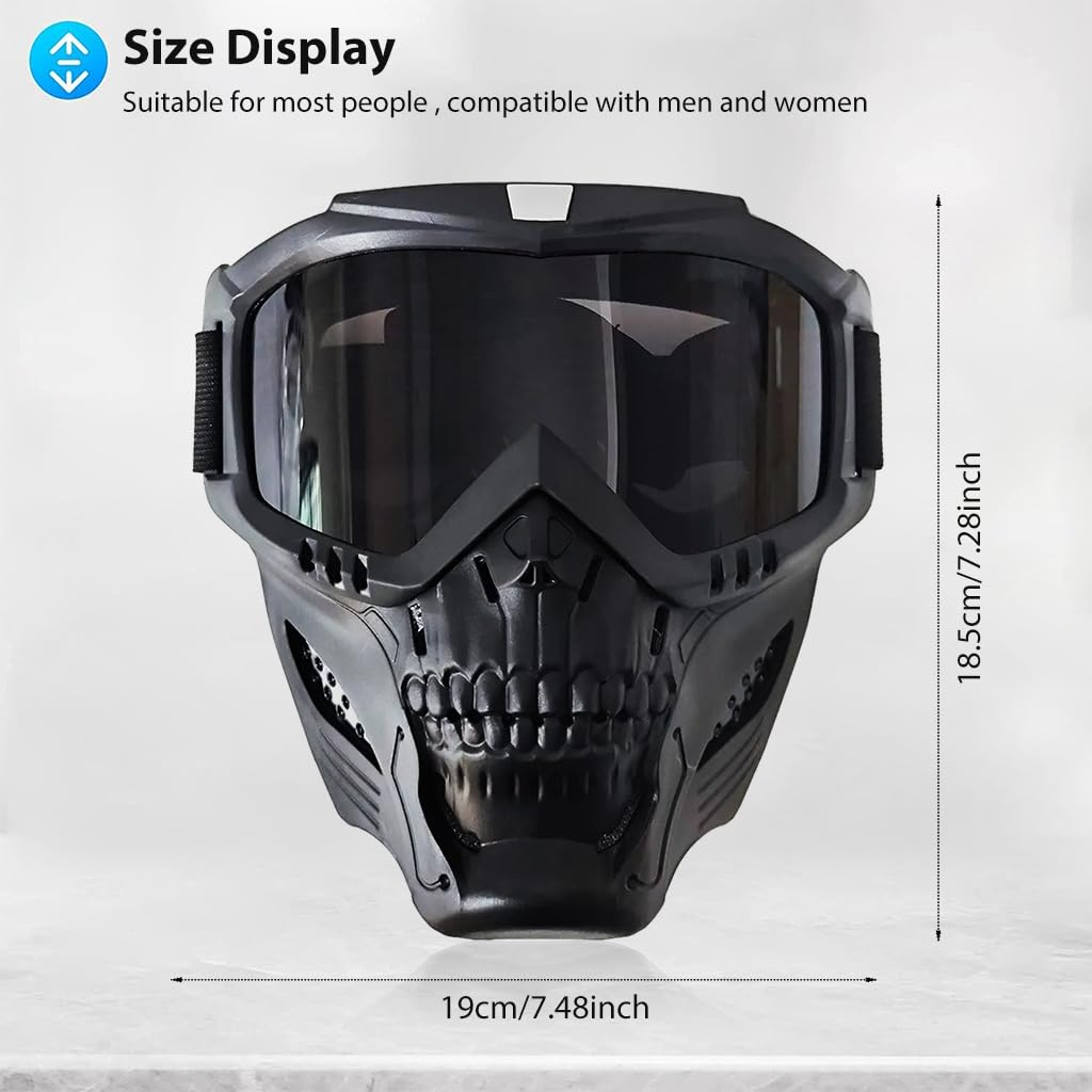 Proberos Protective Face Mask for Bikers with UV Protection Goggles and Soft Foam | 3PCS Skull Style Full Cover Helmet for Motorcycle and Off Road