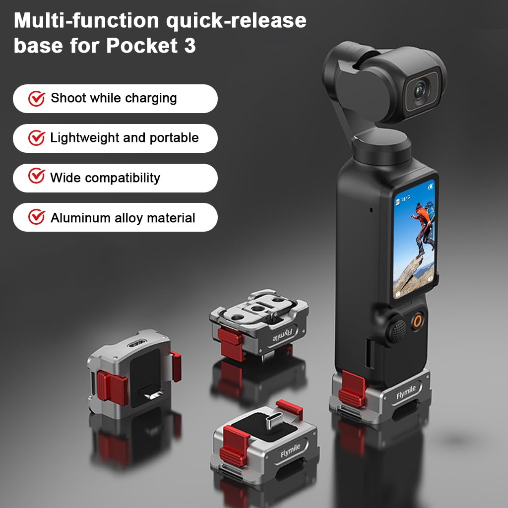 ZORBES Pocket 3 Charging Adapter Base for DJI Camera with 1/4 Screw Mount | 35g Aluminum