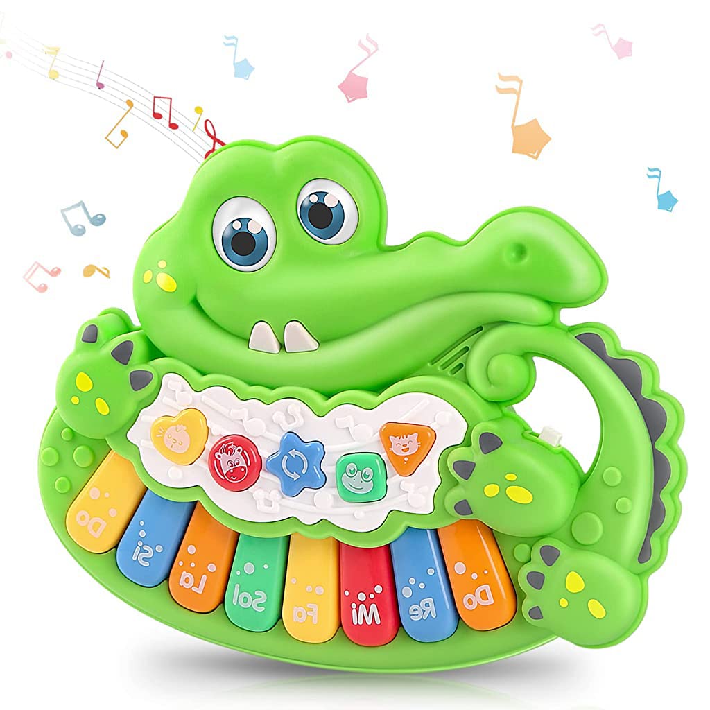 PATPAT® Piano Keyboard for Kids, Crocodile Baby Piano with Flashing Lights & Music, Early Learning Educational Kids Piano with Animal Sounds Musical Toys for 1+ Year Old Baby Gifts for Boys