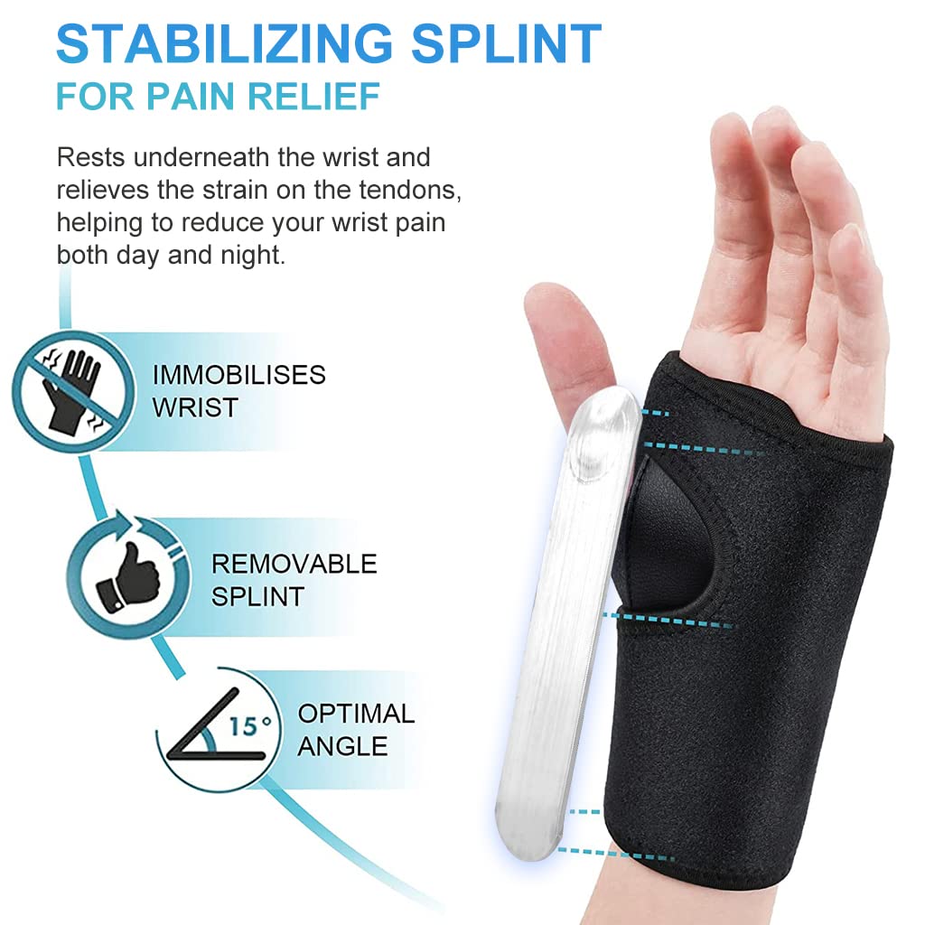 ZIBUYU Wrist Brace for Pain Relief with Detachable Metal Support | Adjustable Left Hand Support for Arthritis and Tendinitis