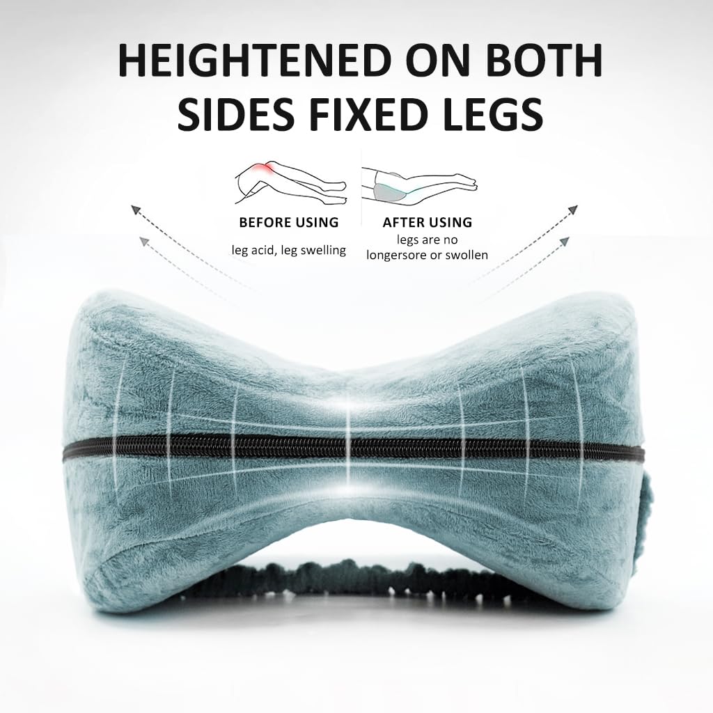 HANNEA Leg Pillow for Side Sleepers with Ergonomic Memory Foam and Adjustable Strap | Sciatica and Back Pain Relief