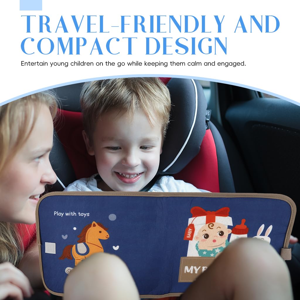 SNOWIE SOFT Baby Busy Book for Travel with Squeaky Toy 21.5x21cm Fabric Pages | Toddler Learning Toy