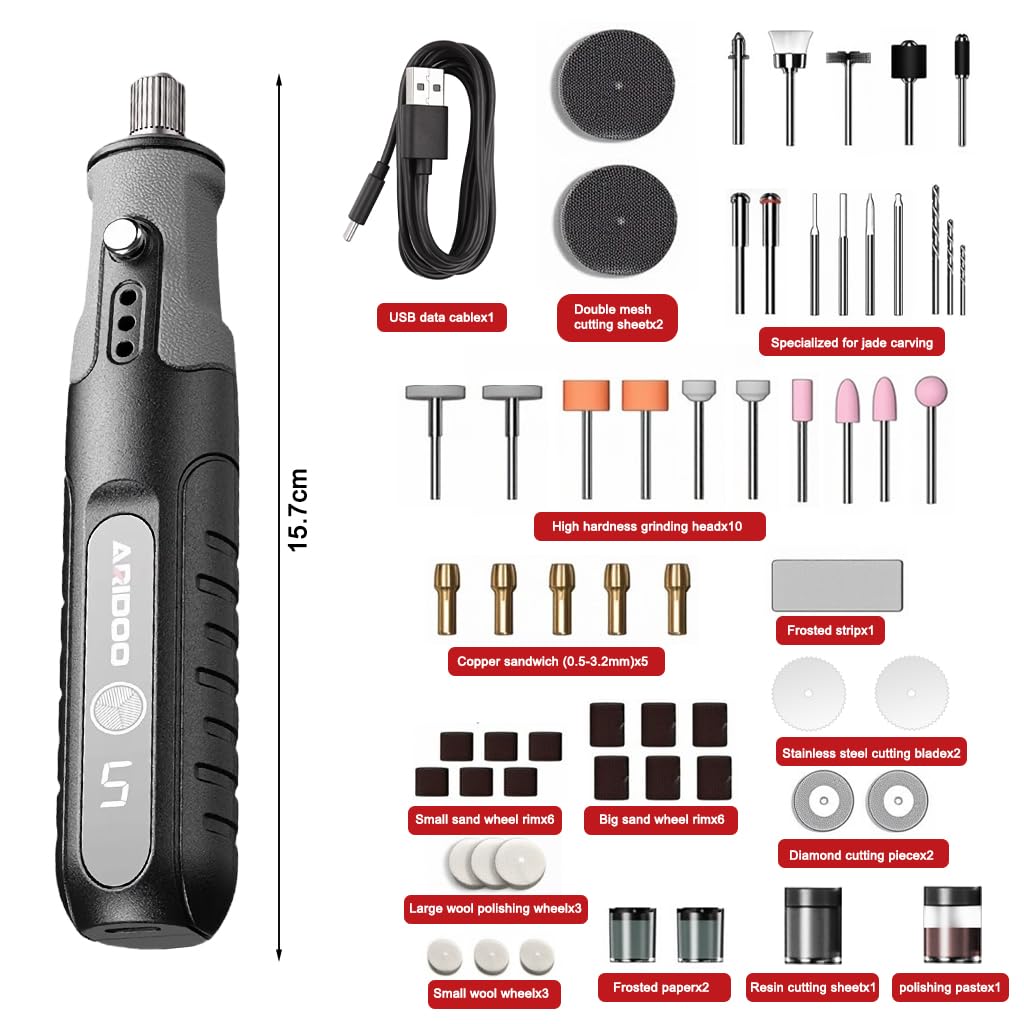 Serplex Electric Engraving Drill for Wood and Stone with 4.2V Motor and 5-Speed LCD Control | USB Rechargeable Rotary Tool Kit