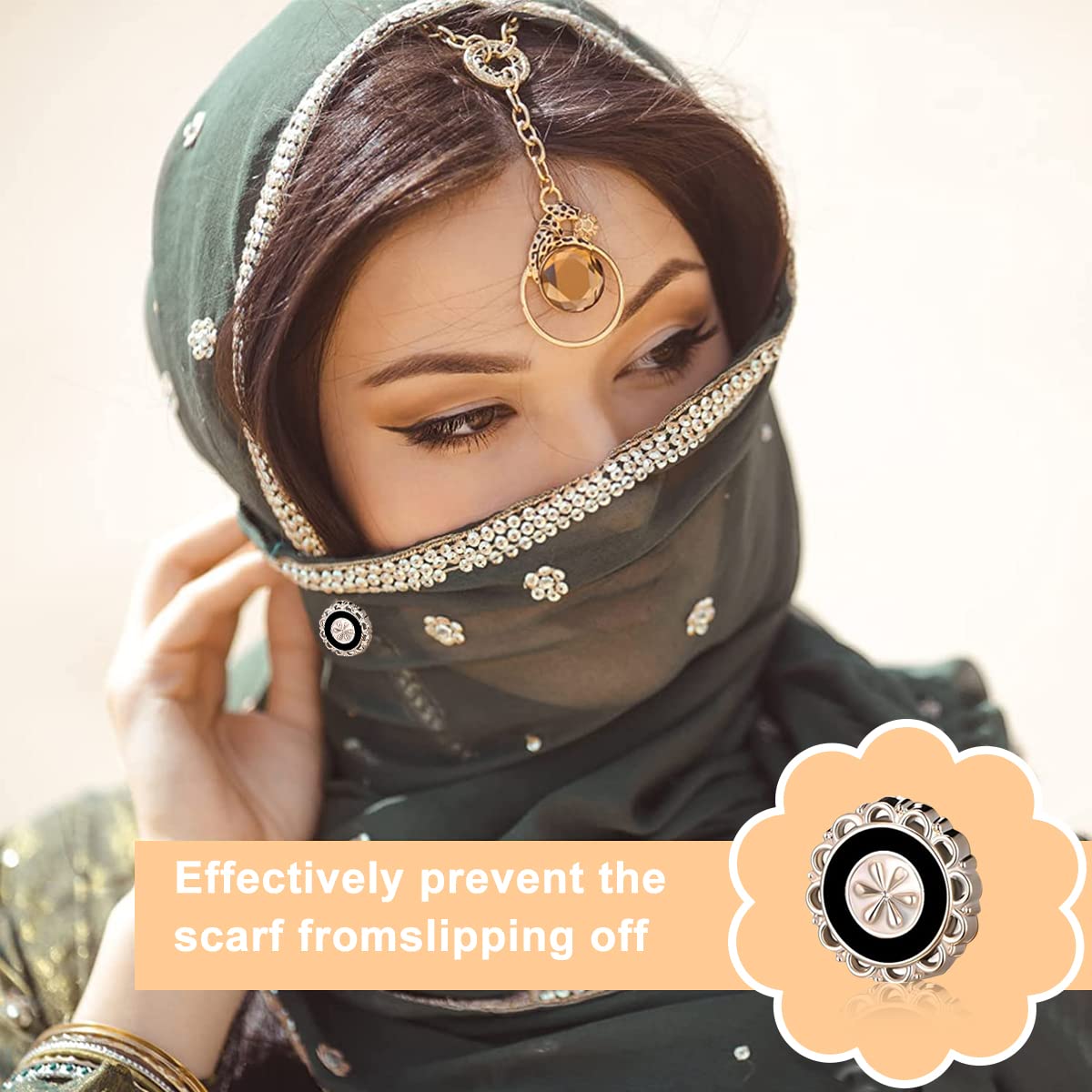 Venzina Hijab Pins Magnet Buttons for Women featuring 4 Pairs Strong Pinless Design | Resin Flower Clips for Scarves and Hats