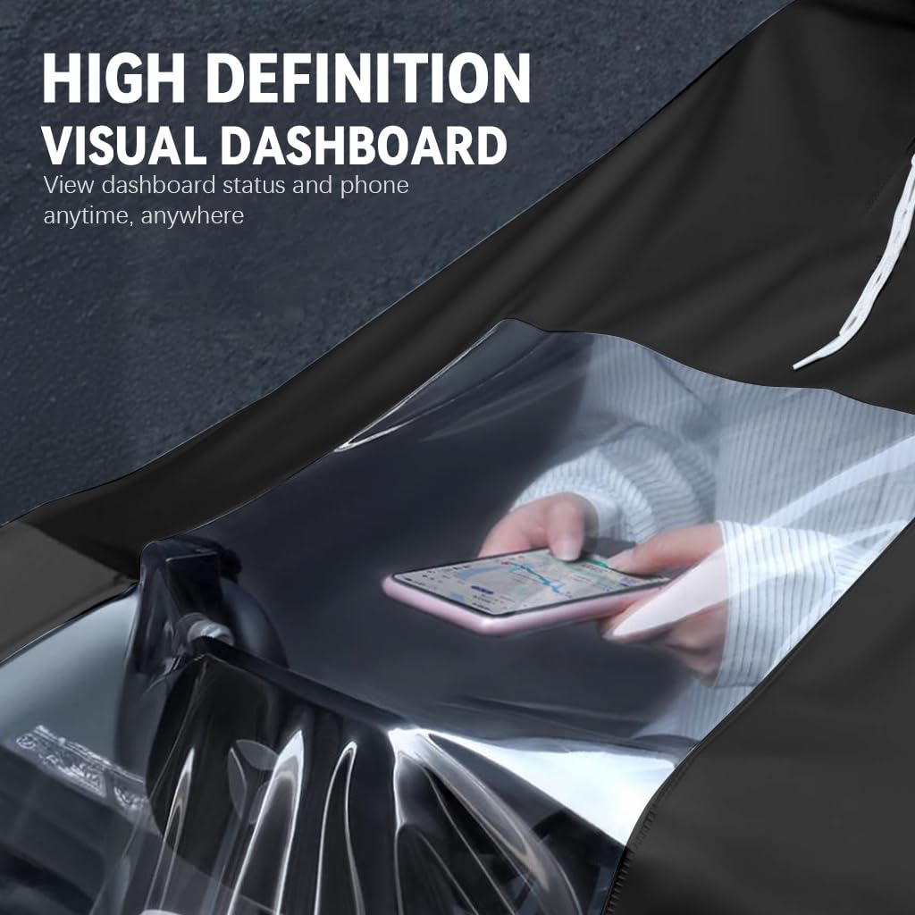 PALAY Oversized Rain Poncho for Riders with Clear Front Panel and Mirror Sleeves 124cm