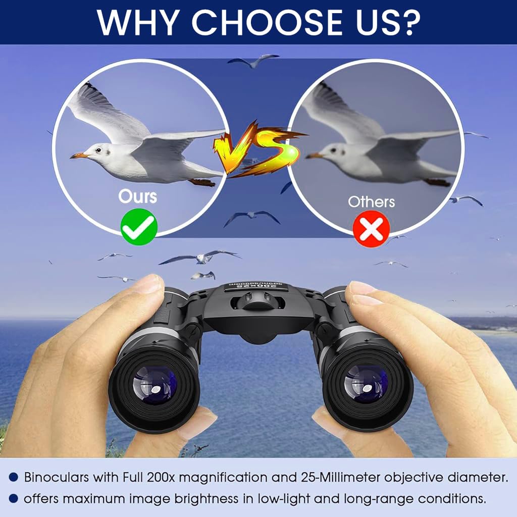 ZORBES Pocket Binoculars for Travel and Bird Watching featuring 200x25 Optics | Compact 180g Design