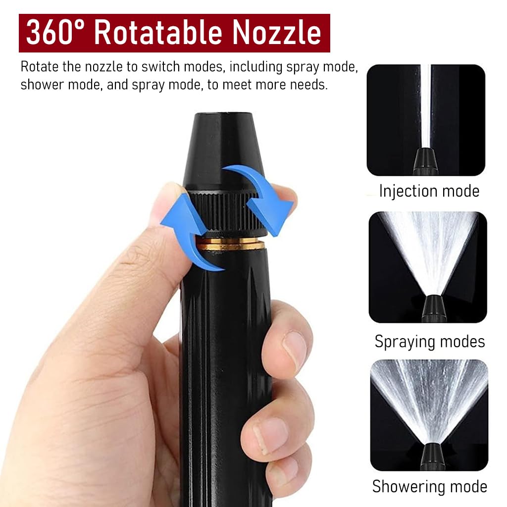 Supvox Garden Hose Nozzle Kit with 3Pcs PVC Hose Quick Connector, Copper Plated Alloy Nozzle Water Spray Gun Adjustable Water Pressure Hose Nozzles for Car Bike Wash Garden Irrigation