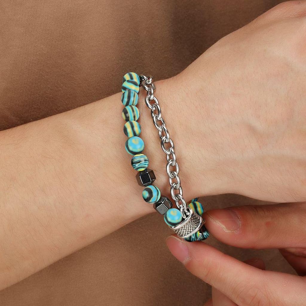 Zibuyu Stainless Steel Bracelet with Tiger Eye and Obsidian Beads for Men and Women | Handcrafted Double-Layer Chain Jewelry