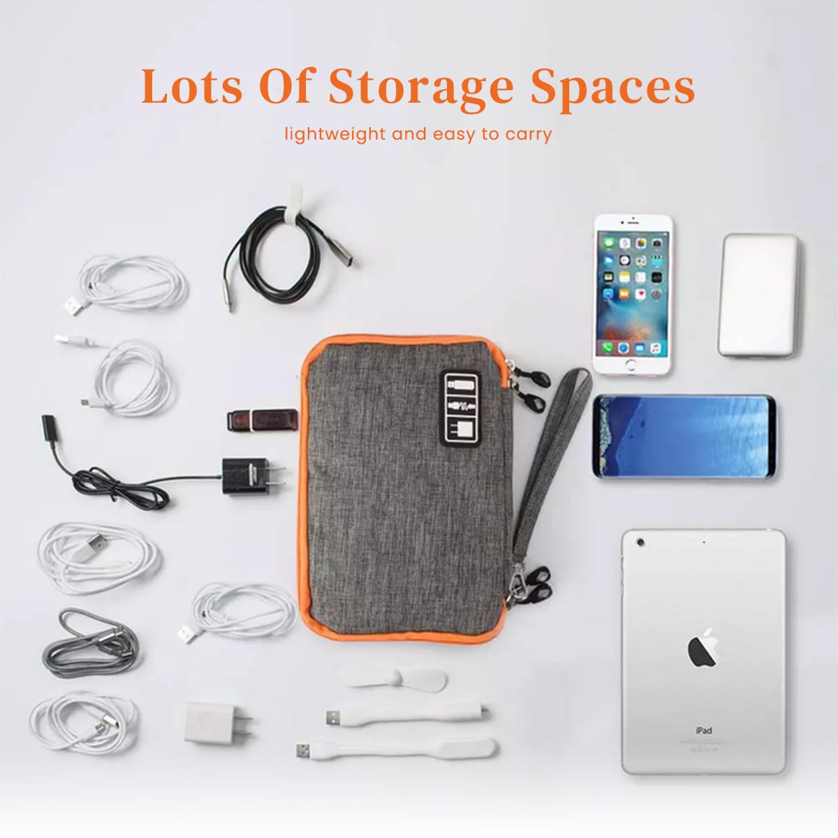 ZORBES Electronics Accessories Organizer Bag for Travel with Triple Layer Storage and Waterproof Oxford Fabric