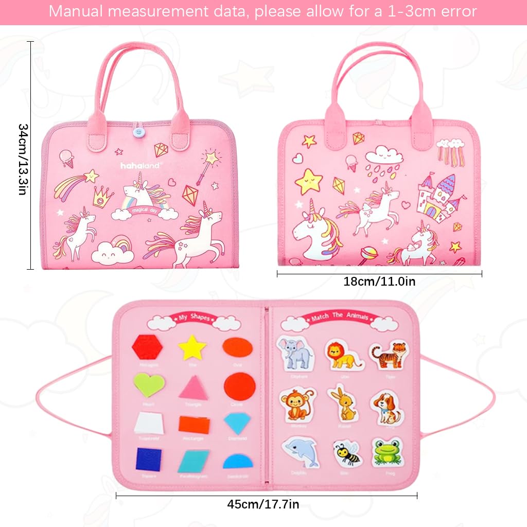 PATPAT Busy Board for Toddlers featuring Rainbow Unicorn Design for 1 2 3 4 Year Old Kids | Montessori Sensory Learning Toy