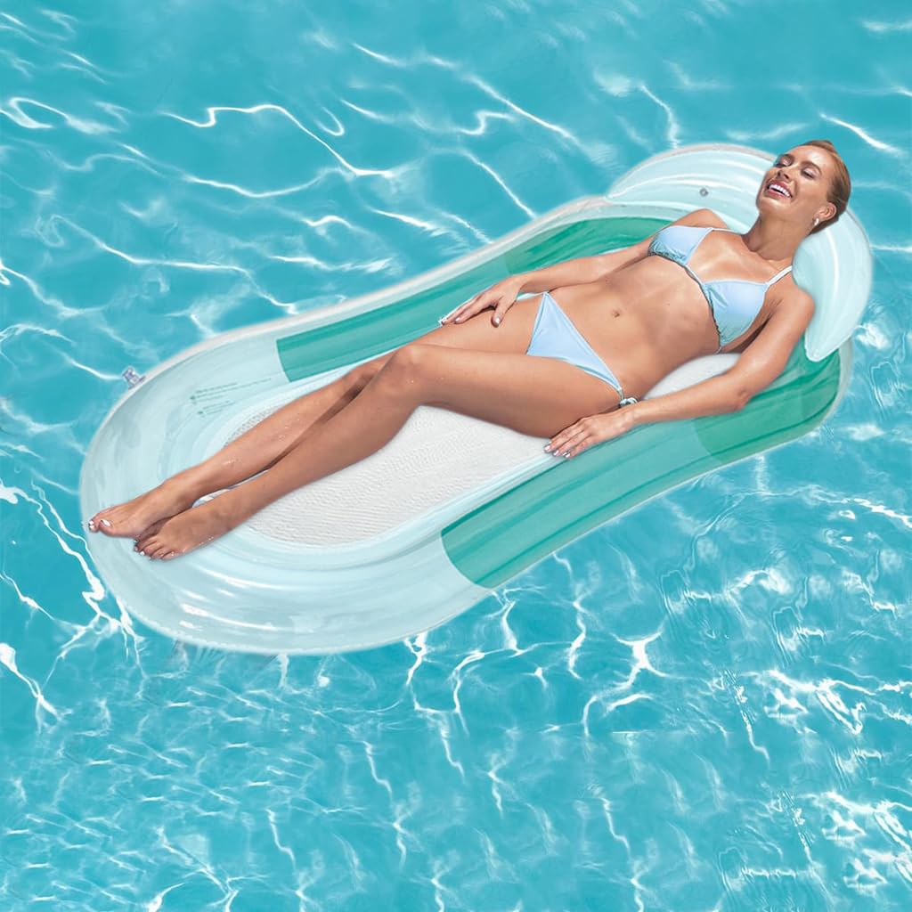 Proberos® Inflatable Pool Lounger for Adult, 3.9ft Long Pool Float, Inflatable Floating Swimming Pool Lounger with Headrest, Water Floating Bed for Pool, Water Lounging Bed for Sunlight Bathing