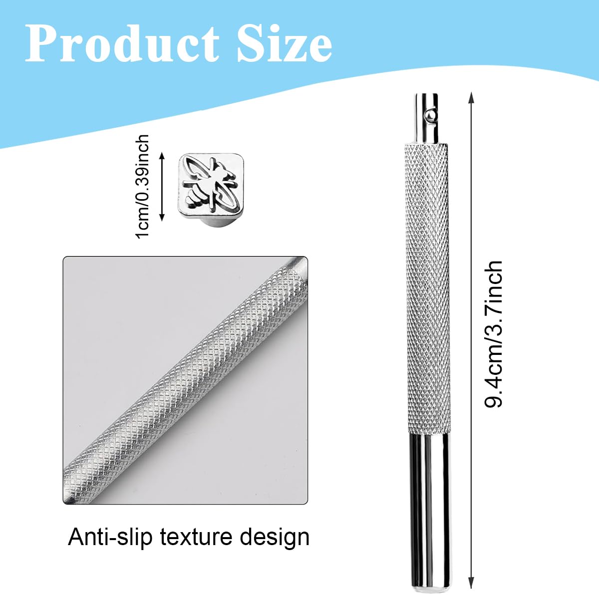 HASTHIP Leather Stamping Tool Kit for Leathercraft with 32pcs 0.39 in Metal Stamps & Snap Setter