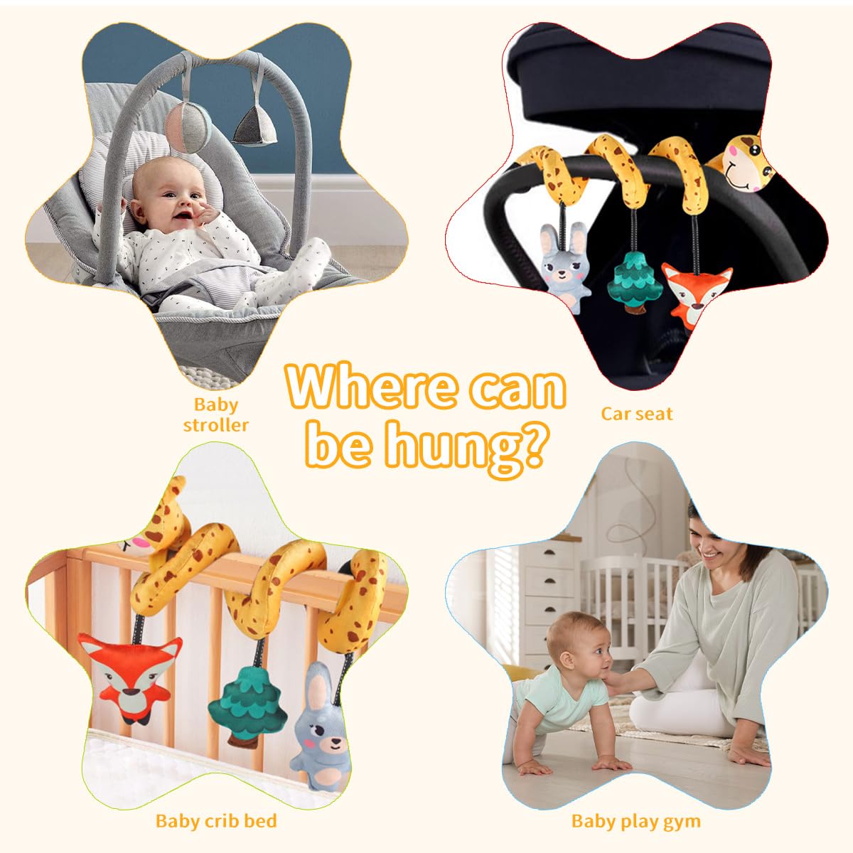 SNOWIE SOFT Giraffe Stroller Toy for Baby with Spiral Attachment and Plush Fabric | Sensory Play for 6 to 12 Months