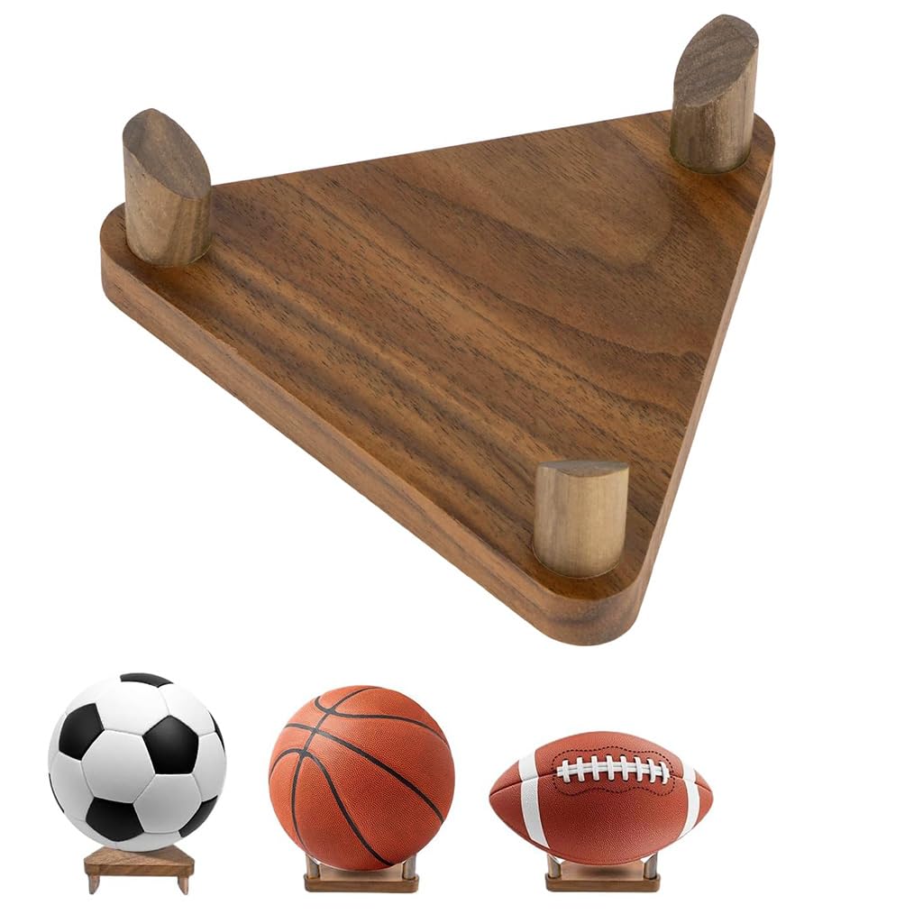 HASTHIP Triangle Wooden Ball Display Rack for Desktops with Stable Stand | 13.5x13.5x5cm