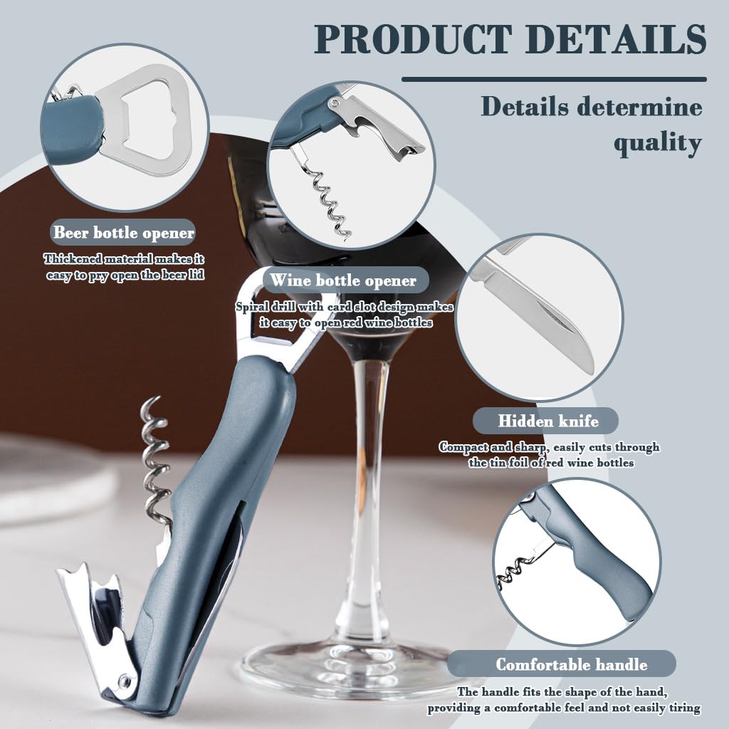 HASTHIP 3 in 1 Corkscrew for Wine and Beer Opening with Dual End Design and Folding Foil Cutter