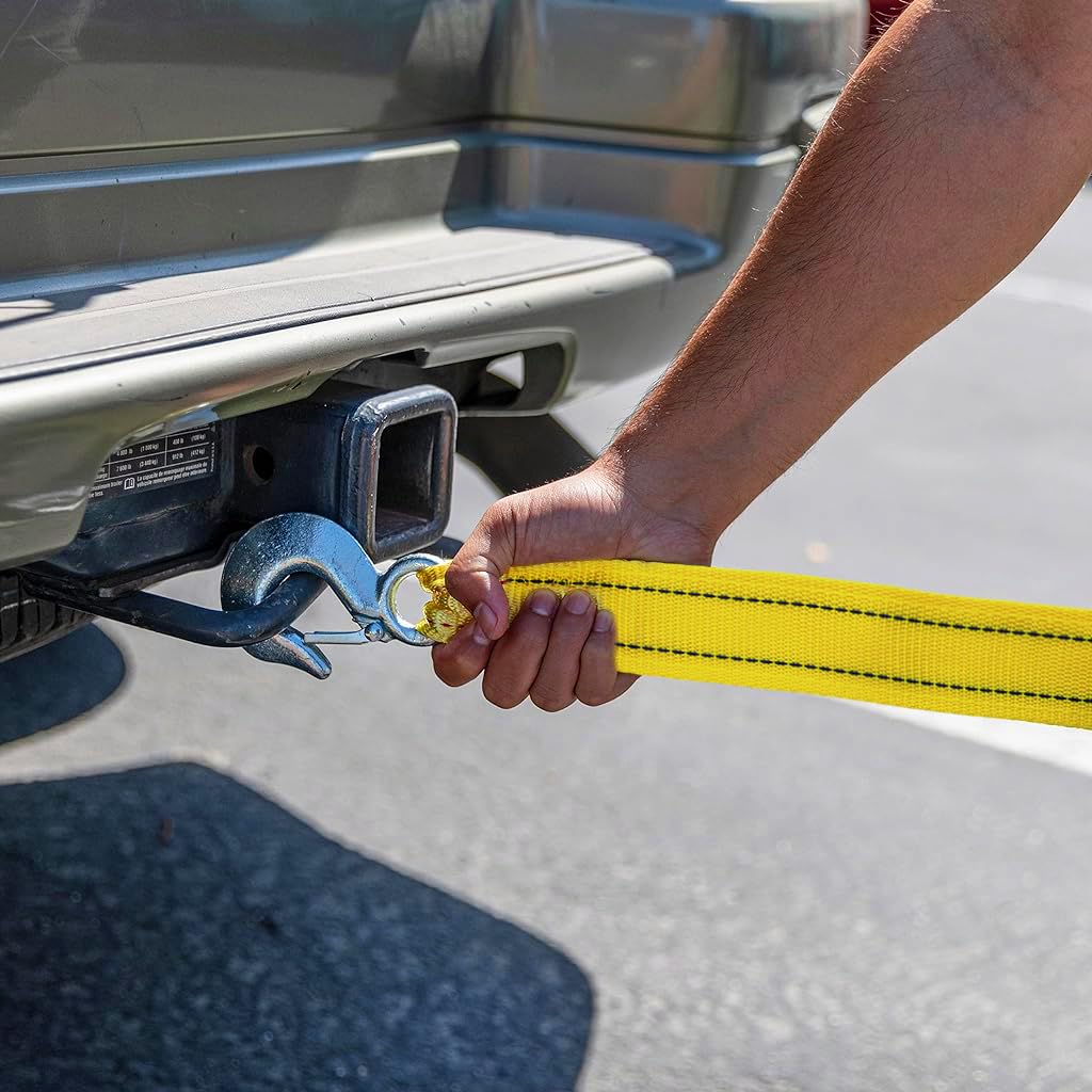 STHIRA Car Towing Rope for Vehicle Recovery with Quick Release Snap Hook | 13ft 5-Ton Polyester Strap