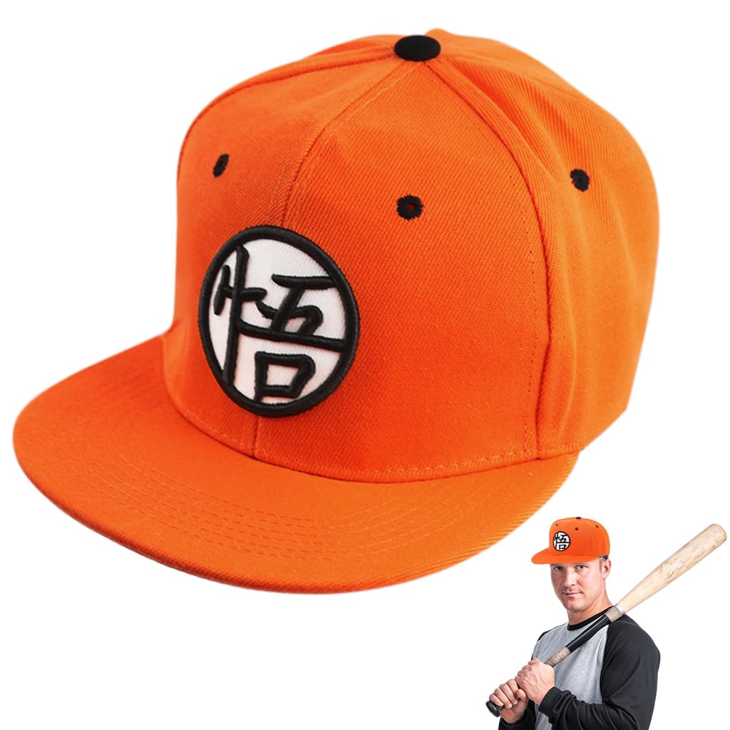 GUSTAVE® Cap for Men, Baseball Cap Hip-Hop Cap Merchandise Cap Adjustable Cap Son Goku Embroidery Orange Baseball