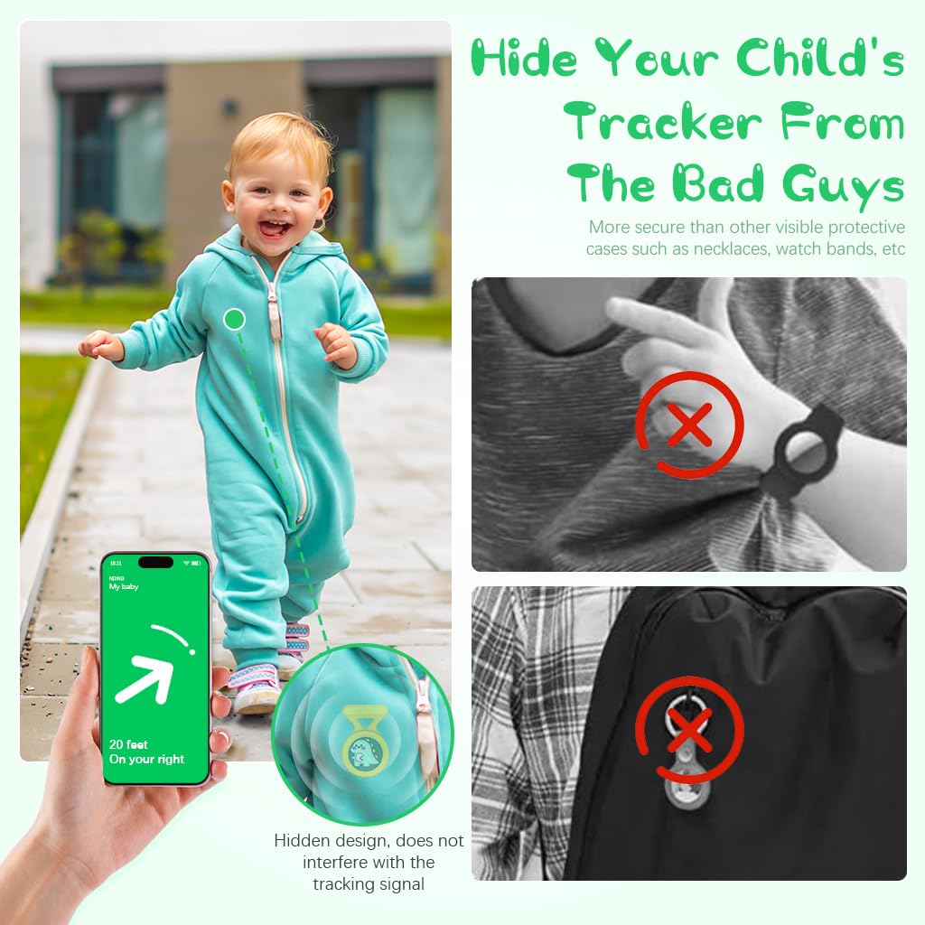 ZORBES AirTag Holder for Kids Luggage and Bags with Waterproof Silicone Brooch Pin | Yellow Cartoon Dino Anti Lost Design