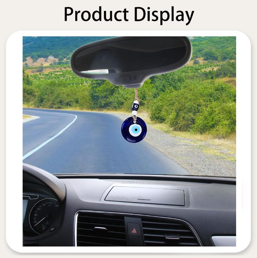 ZIBUYU Evil Eye Car Hanging Ornament for Cars Homes and Offices with Blue Beads | Protective Charm and Decorative Accessory