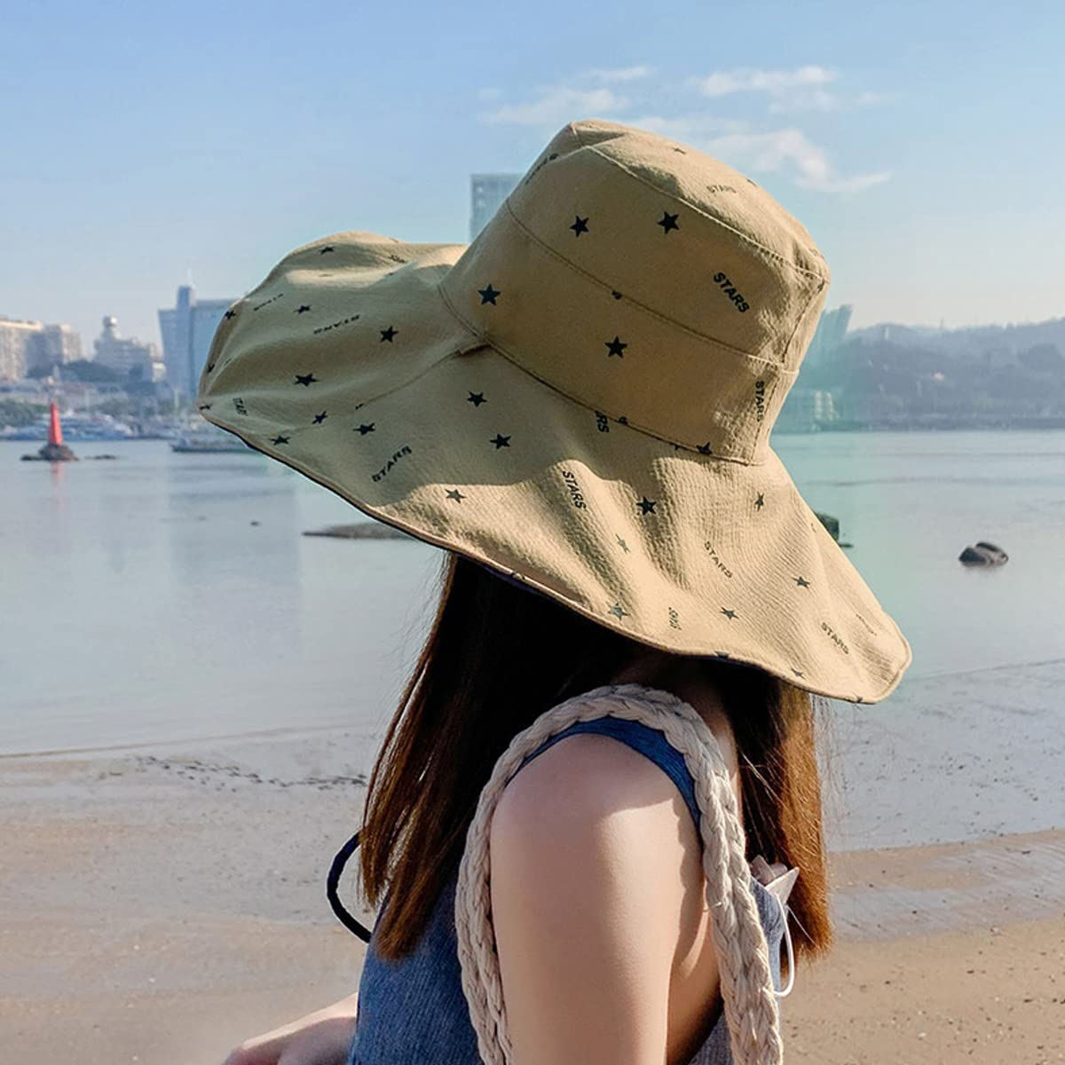 PALAY Bucket Hat for Women with Reversible Solid and Letter Print Design | 2PCS Cotton Khaki
