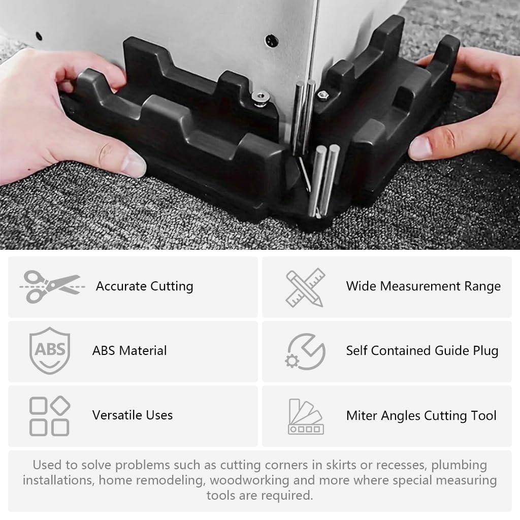 Serplex 2 in 1 Mitre Measuring and Cutting Tool for 90° Corners with Steel Pins and ABS Guide | Ideal for Baseboard and Molding Work