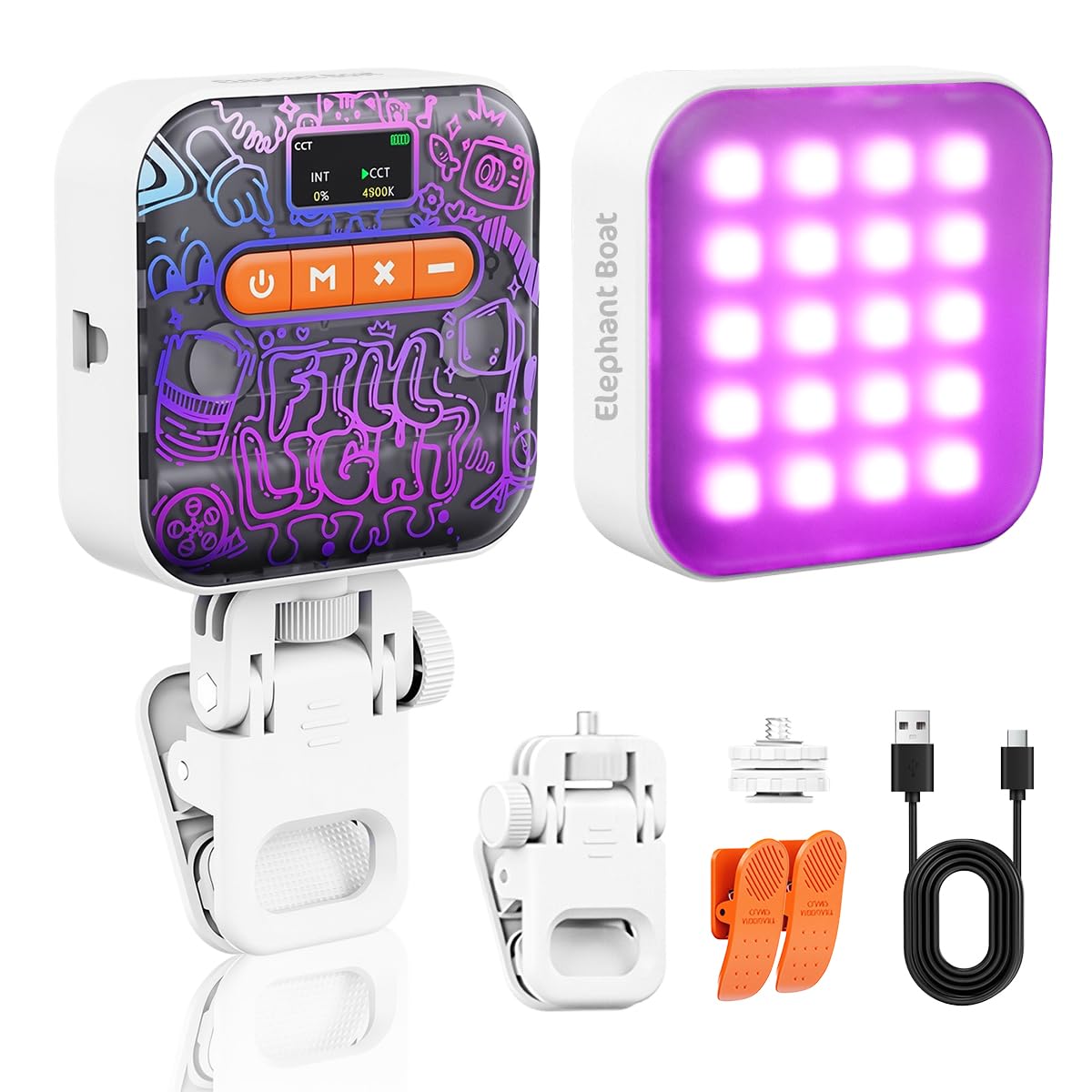 ELEPHANTBOAT RGB Light for Phone and Camera Photography with 2000mAh Battery | Magnetic Mount