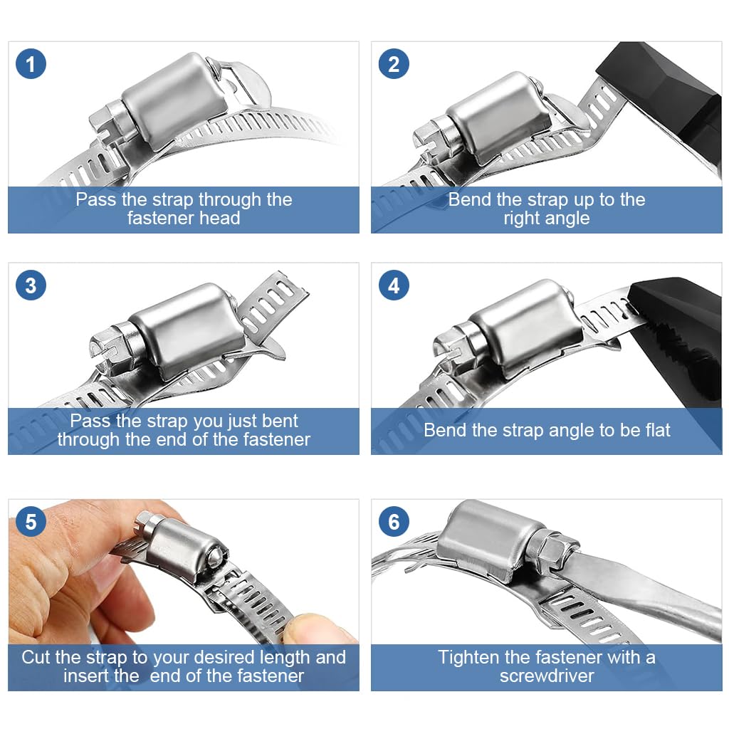 Serplex Hose Clamp Roll for Plumbing and Pipe Repairing featuring 6.6ft Band with 5 Bolts | 304 Stainless Steel