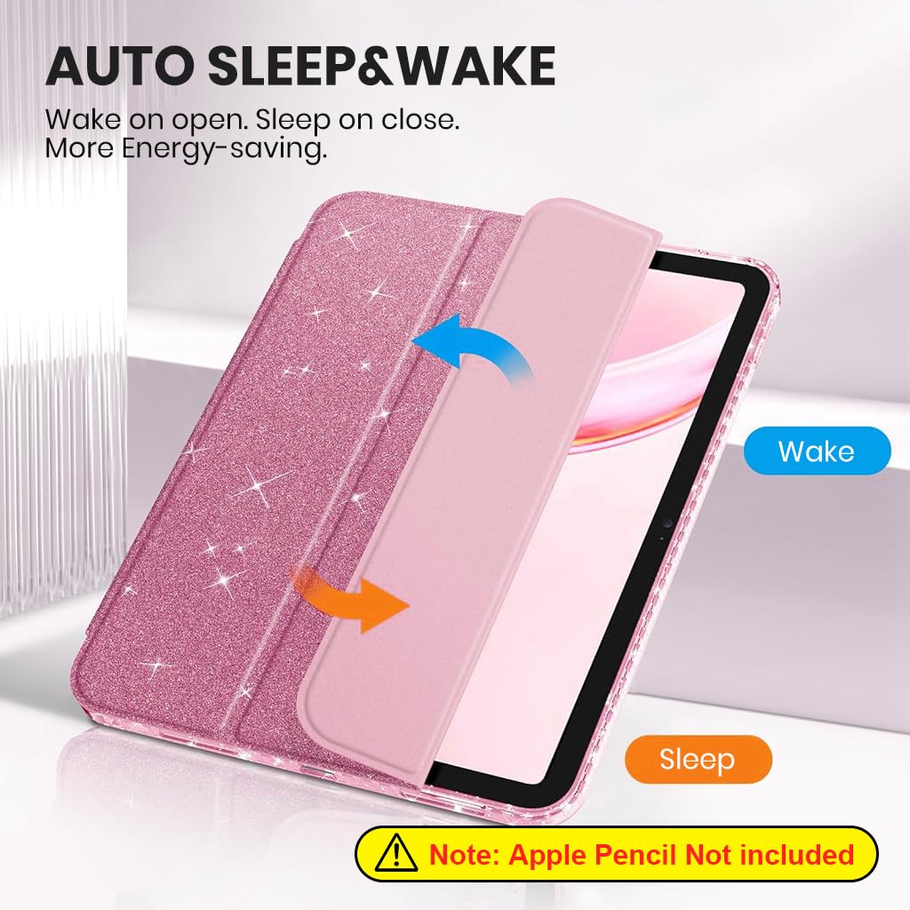 ZORBES iPad Case for 10th 2022 and 11th 2025 10.9 and 11 in with Pencil Holder and Stand | Sparkling Hot Pink Anti Scratch Cover