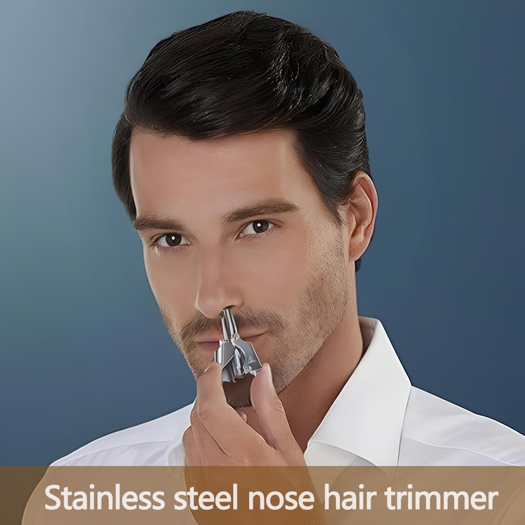ZIBUYU Nose Hair Trimmer for Men and Women with 360° Rounded 12-Blade Cutter | Stainless Steel Manual Grooming Tool