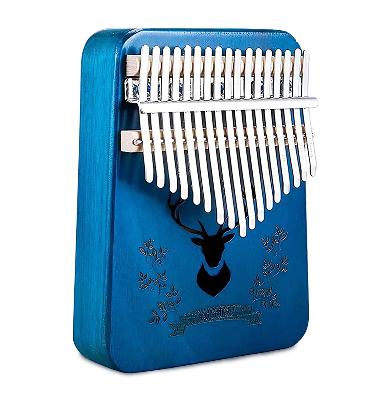 ELEPHANTBOAT  Blue Deer Kalimba, Mbira Thumb Piano Kalimba Musical Instrument with Learning Book, Tune Hammer,Cloth Bag, Sticker, Bilingual Instruction,Finger Covers,Christmas Gifts for Woman and Kids