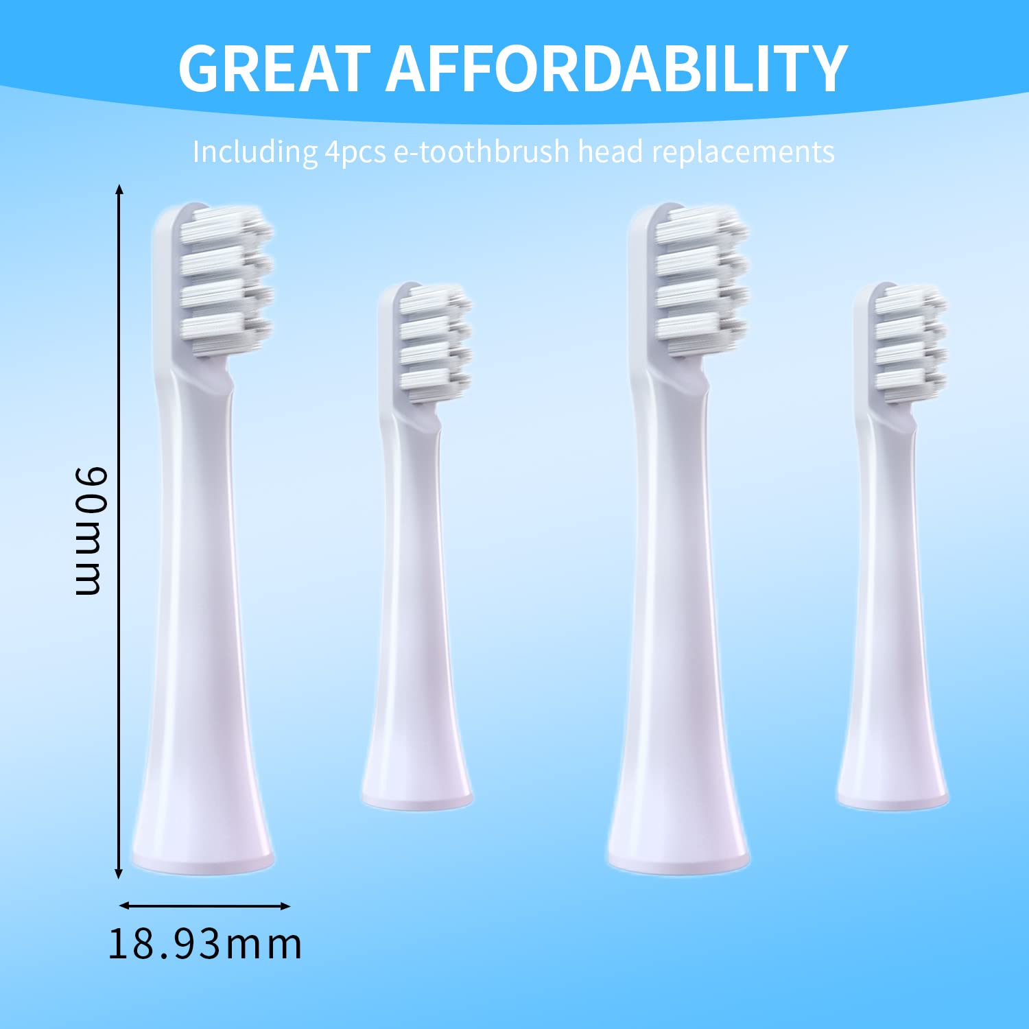 HANNEA MI Toothbrush Head T100 Replacement Brush Heads For Adults Compatible With Electric Toothbrush Heads of MI T100 Pack of 4