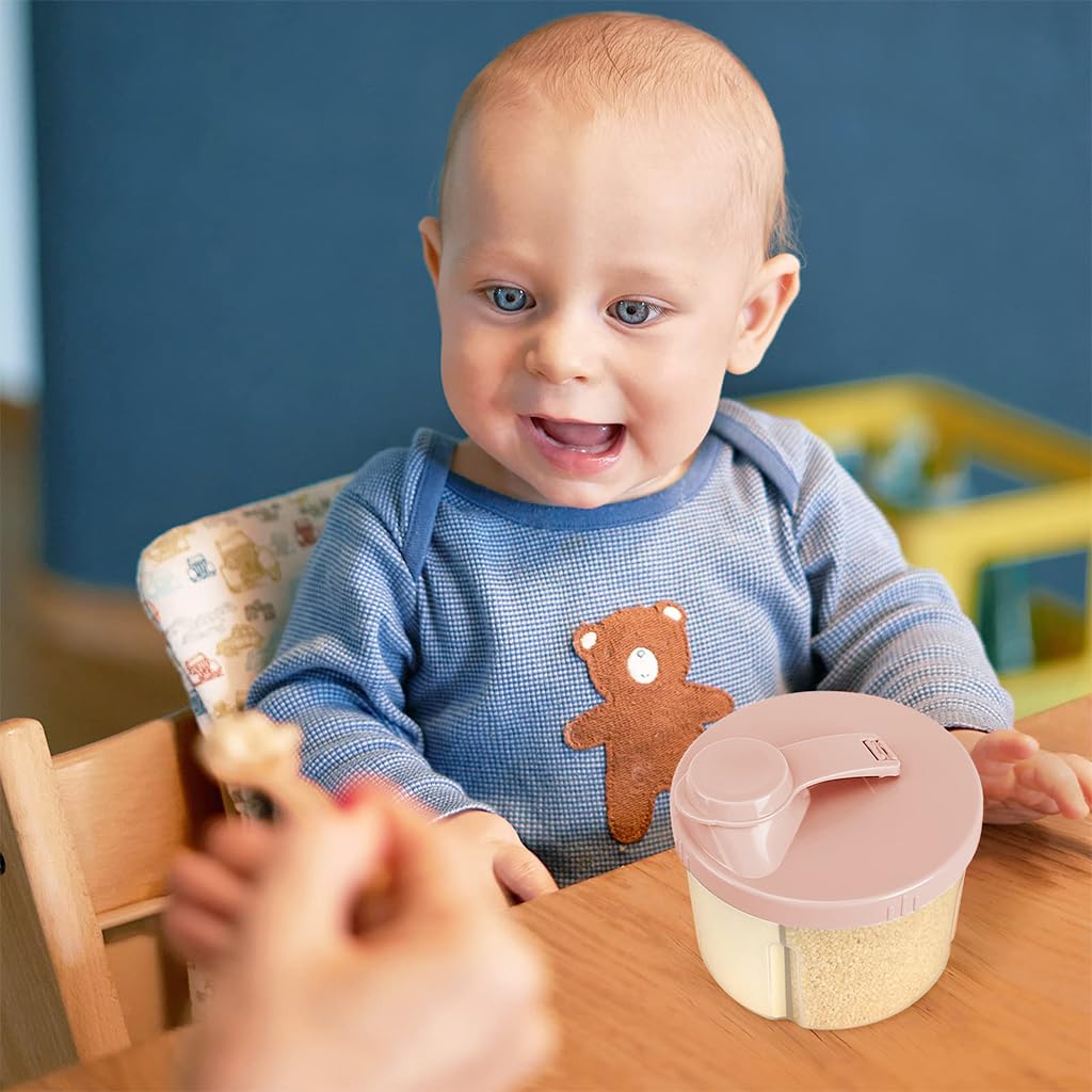 SNOWIE SOFT Baby Formula Dispenser with 4 Compartments and Leak Proof Lid | Food Grade PP Pink