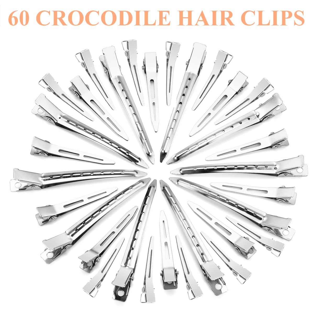 MAYCREATE® 60Pcs Styling Hair Clips, Duckbill Long Hair Clips, Silver Metal Duck Billed Hair Clips for Women Styling Sectioning, Pin Curl Clips for Hair, Alligator Roller Clip with Storage Box