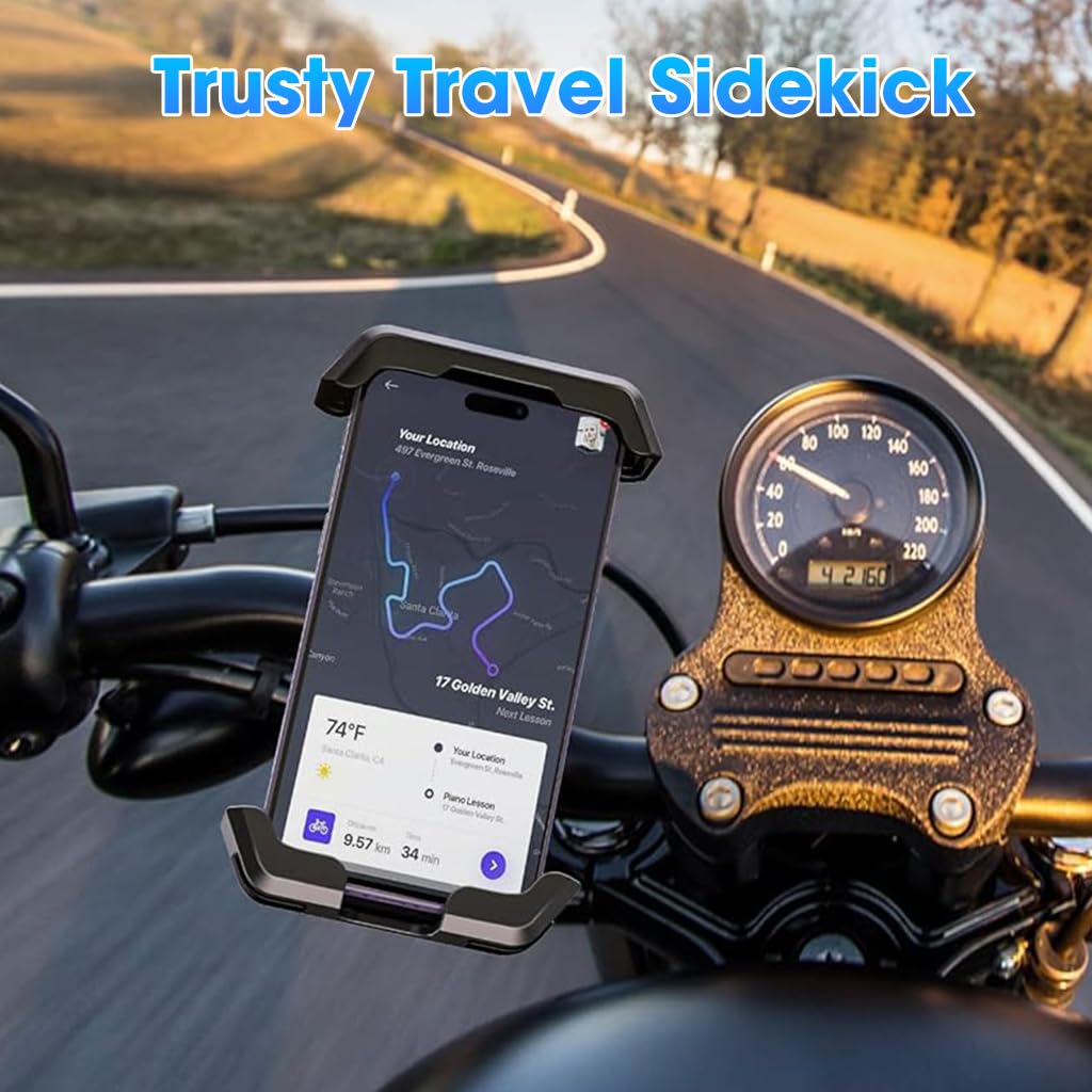 STHIRA® Mobile Holder for Bikes, Scooter, Motorcycle, 360° Rotatable Anti Shake Phone Mount, Stable Cradle Moblie Phone Bicycle Stand Compatible with iPhone, Samsung, Oneplus, Smartphones up to 7.2''