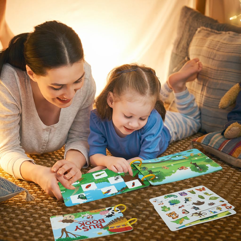 SNOWIE SOFT Busy Board for Toddlers 1-3 with 4 Montessori Books and Sticker Activities | Early Learning Toys