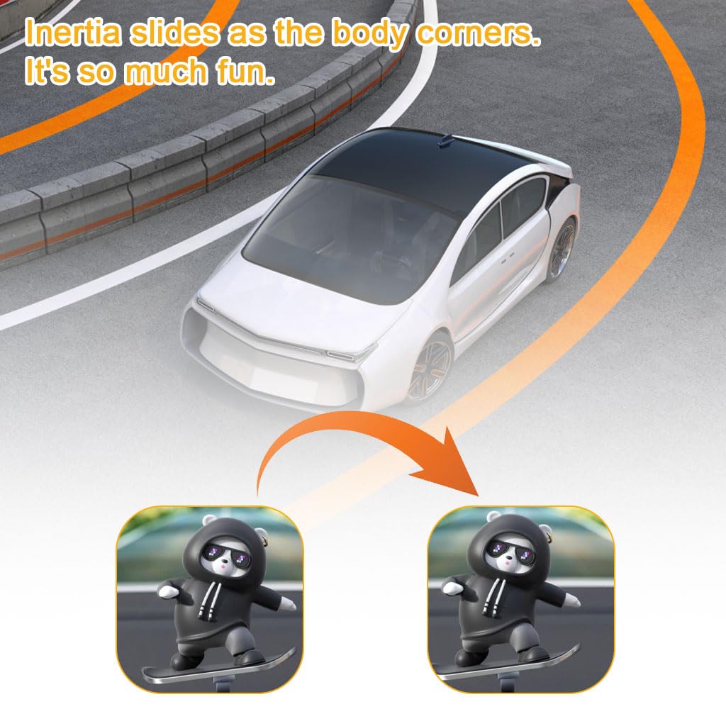 STHIRA Dashboard Car Charm for Dashboard Decoration featuring Swinging Cartoon Bear | 2PCS Set